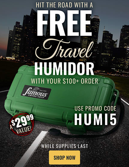 ROAD TRIP: FREE TRAVEL HUMIDOR w/$100+ PURCHASE! USE CODE: HUMI5