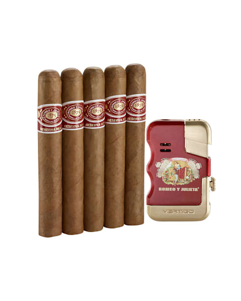 Romeo Y Julieta Reserve Real 5 Pack & Vertigo Lighter Gift Set