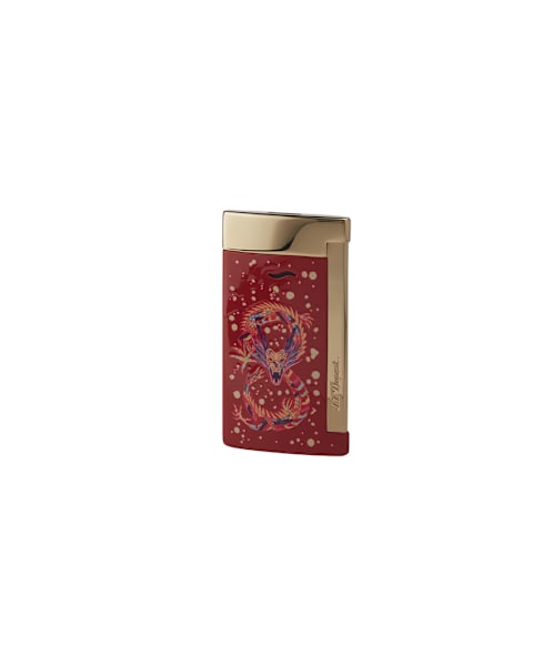 S.T. Dupont Slim 7 Burgandy and Gold Dragon Lighter