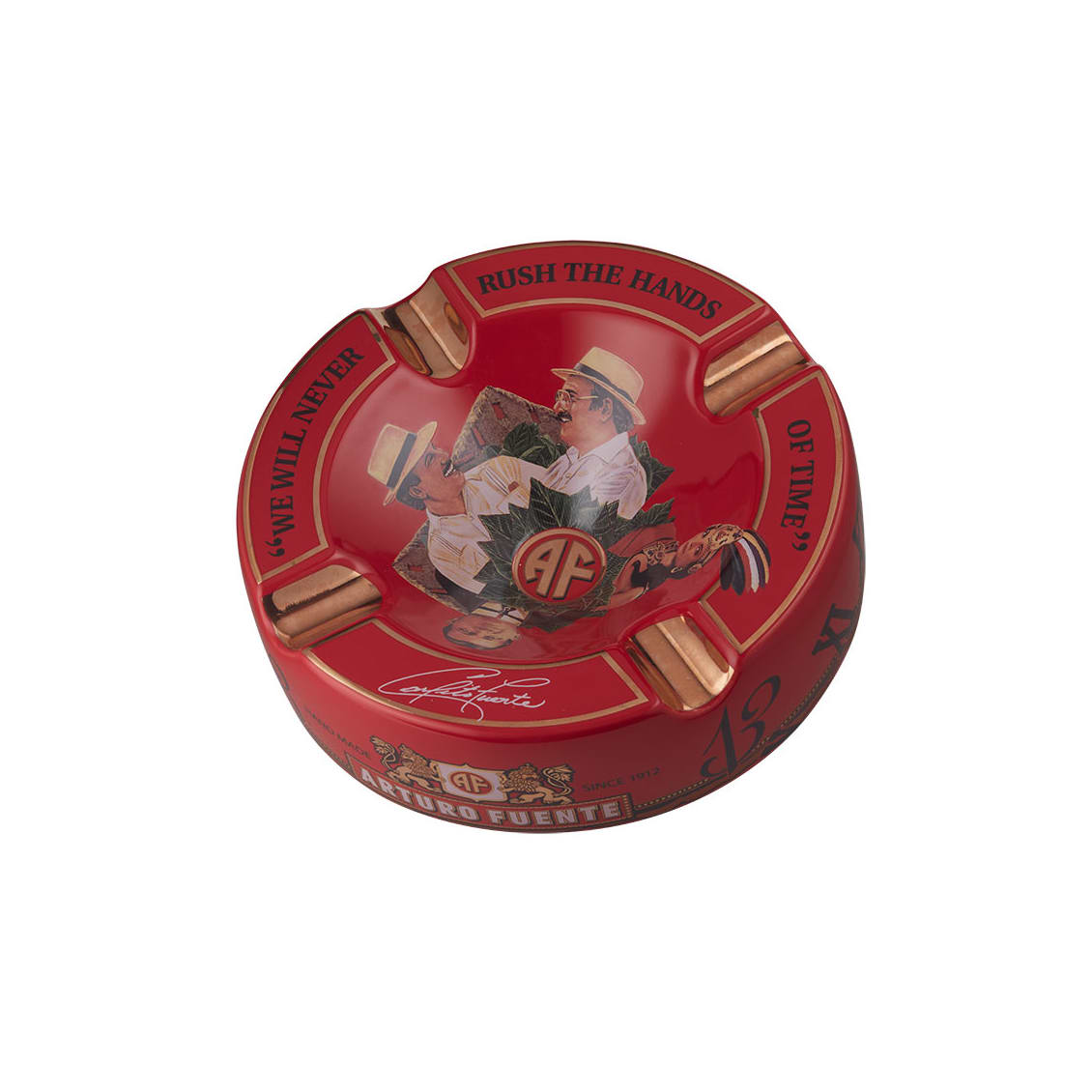 Red - Round Ceramic 4 Cigar Ashtray