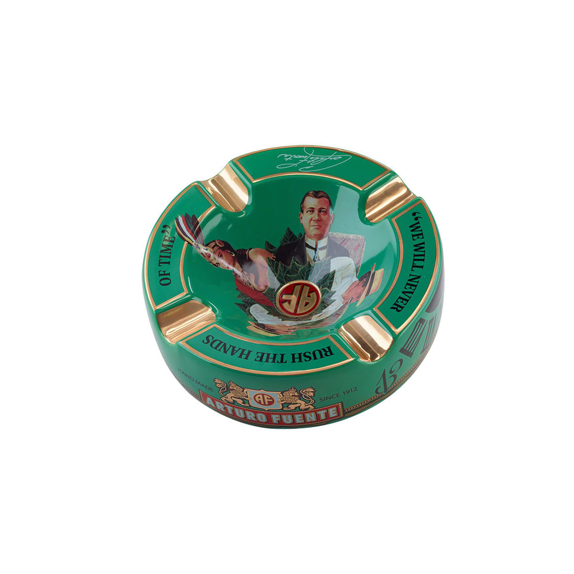 Green - Round Ceramic 4 Cigar Ashtray