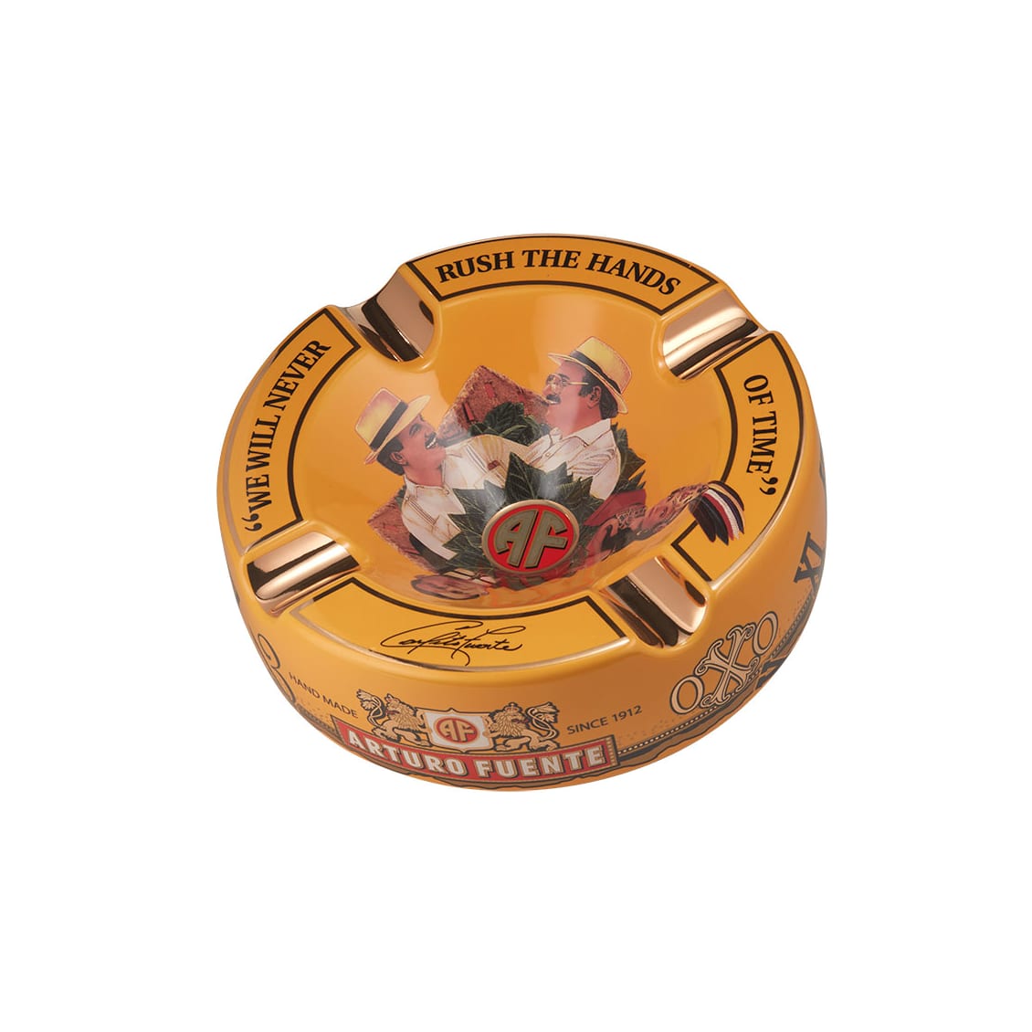 Yellow - Round Ceramic 4 Cigar Ashtray