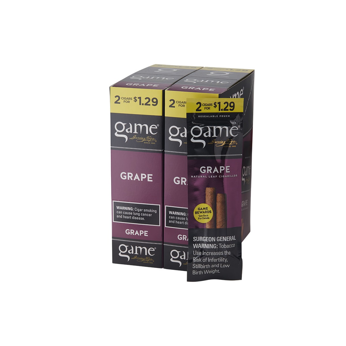 Game Grape Natural Leaf Cigarillos (4 1/4
