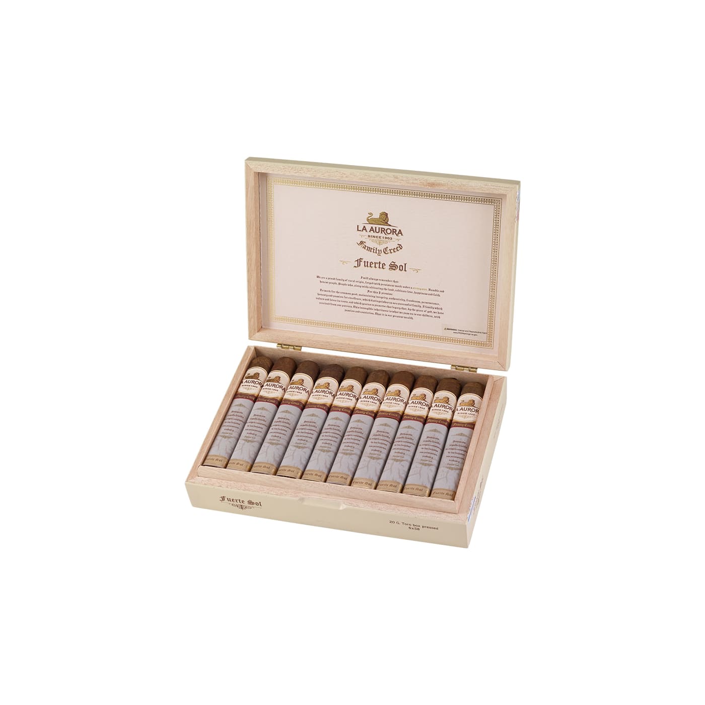 La Aurora Family Creed Fuerte Sol Gran Toro, 20 Box