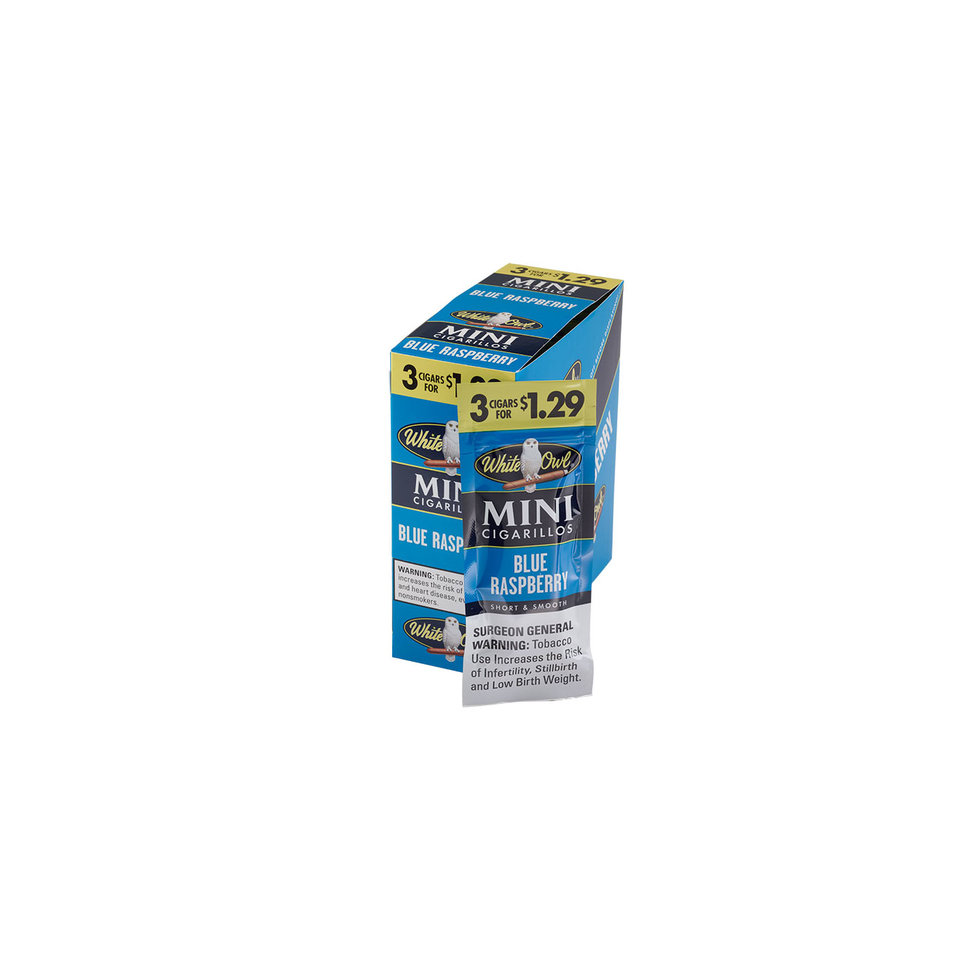 White Owl Mini Cigarillo Blue Raspberry, 45 Upright