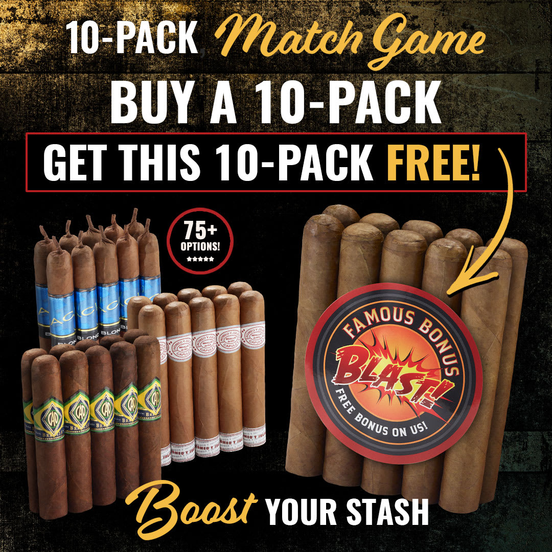 Buy a 10-Pack, Get a 10-Pack Bonus Blast: that&rsquo;s 20 Cigars for the price of 10!