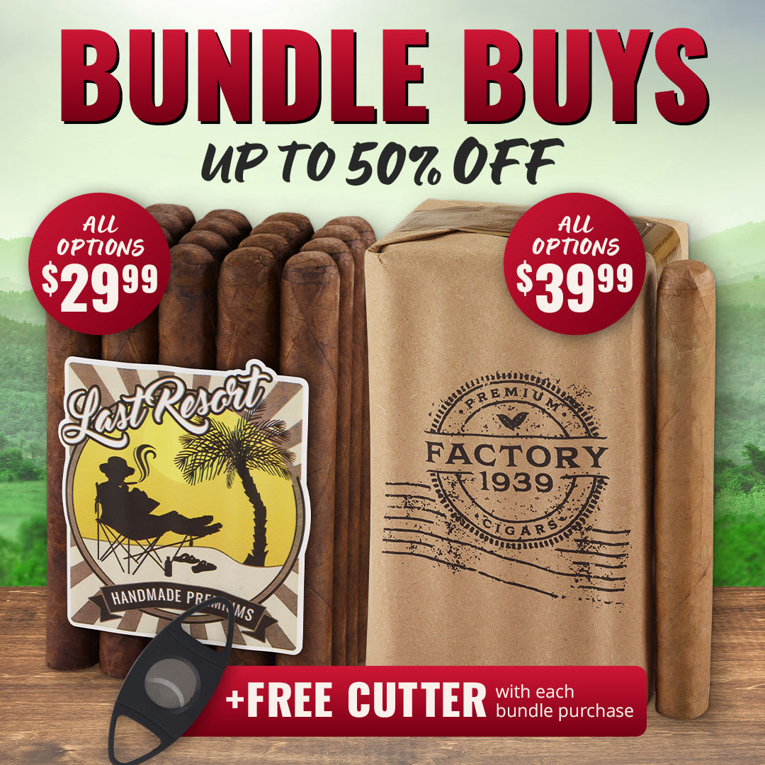 Up to 50% OFF Last Resort & Factory 1939 + FREE Cigar Cutter Up to 50% OFF Last Resort & Factory 1939 + FREE Cigar Cutter