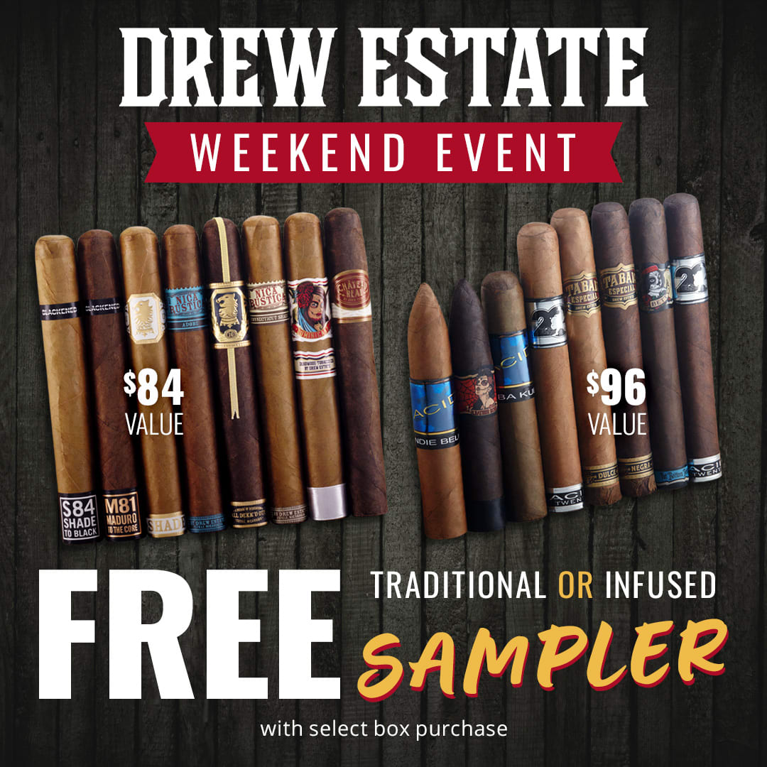 Drew Estate Sampler – FREE with every box! Drew Estate Sampler – FREE with every box!