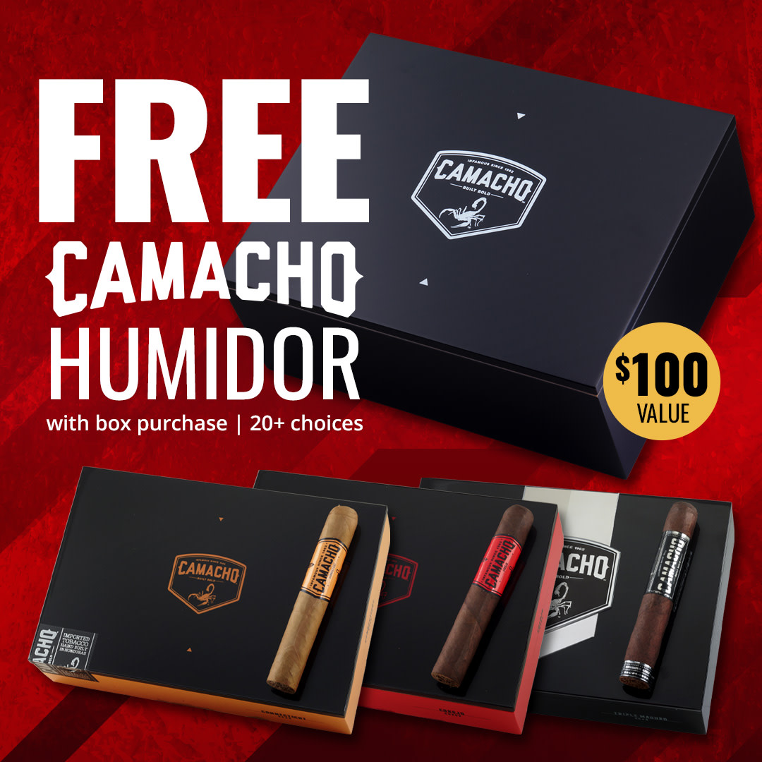 $100 Humidor FREE with every Camacho box!