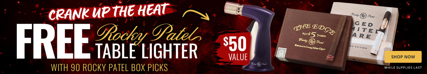 Crank Up the Heat: Free Lighter with Rocky Patel Boxes! Crank Up the Heat: Free Lighter with Rocky Patel Boxes!