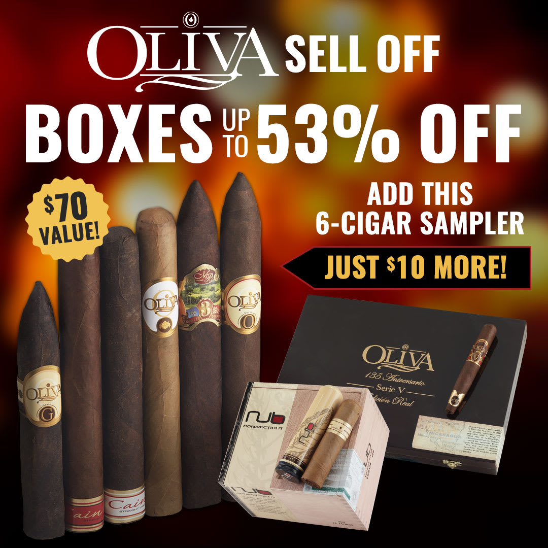 Up to 53% off your favorite Olivas + 6-cigar upgrade for $10! Up to 53% off your favorite Olivas + 6-cigar upgrade for $10!