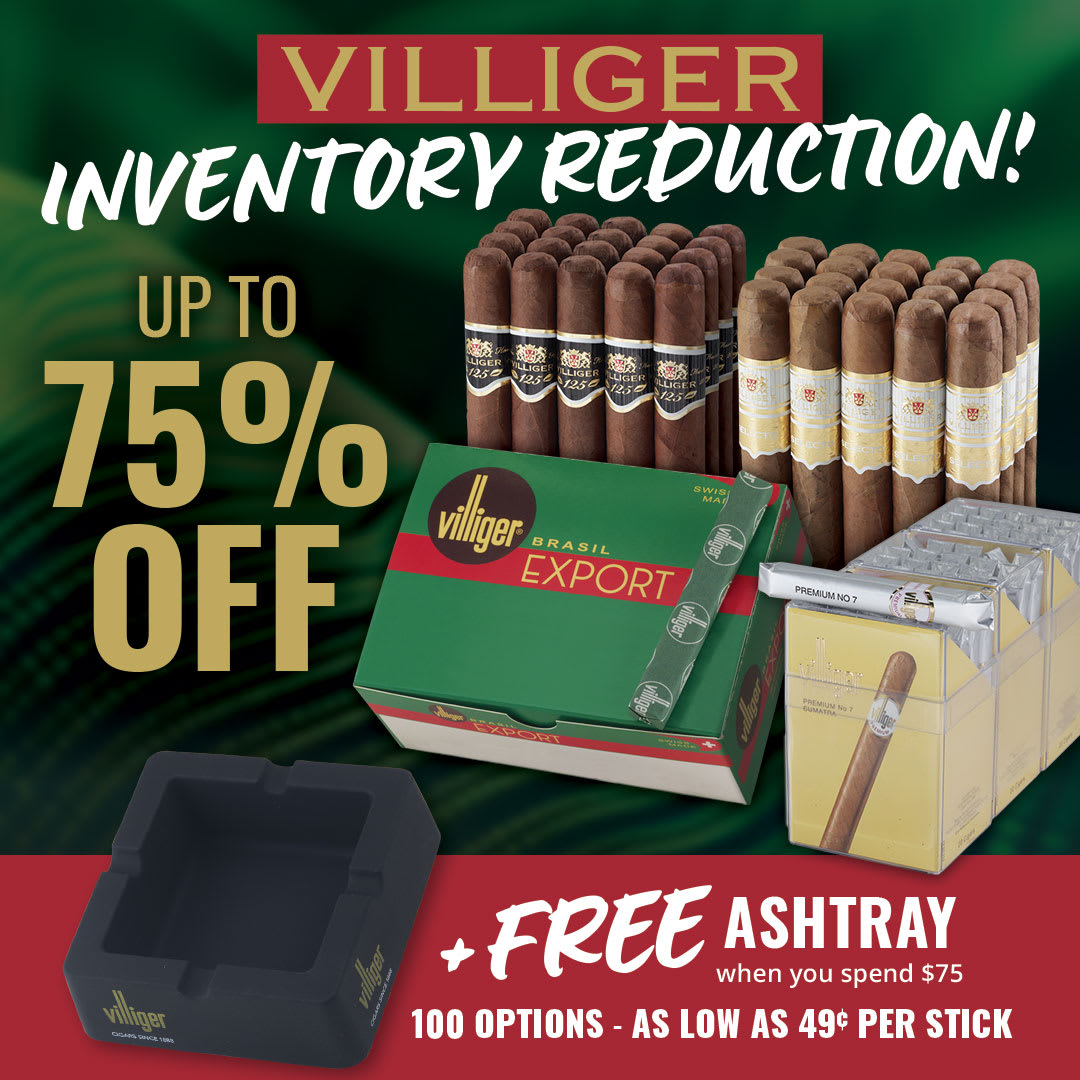 Villiger Blowout: Up to 75% Off (+ Free Ashtray!) Villiger Blowout: Up to 75% Off (+ Free Ashtray!)
