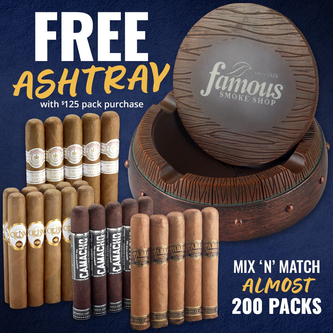 Spend $125 on 5 & 10-Packs, Snag a Free Ashtray! Spend $125 on 5 & 10-Packs, Snag a Free Ashtray!