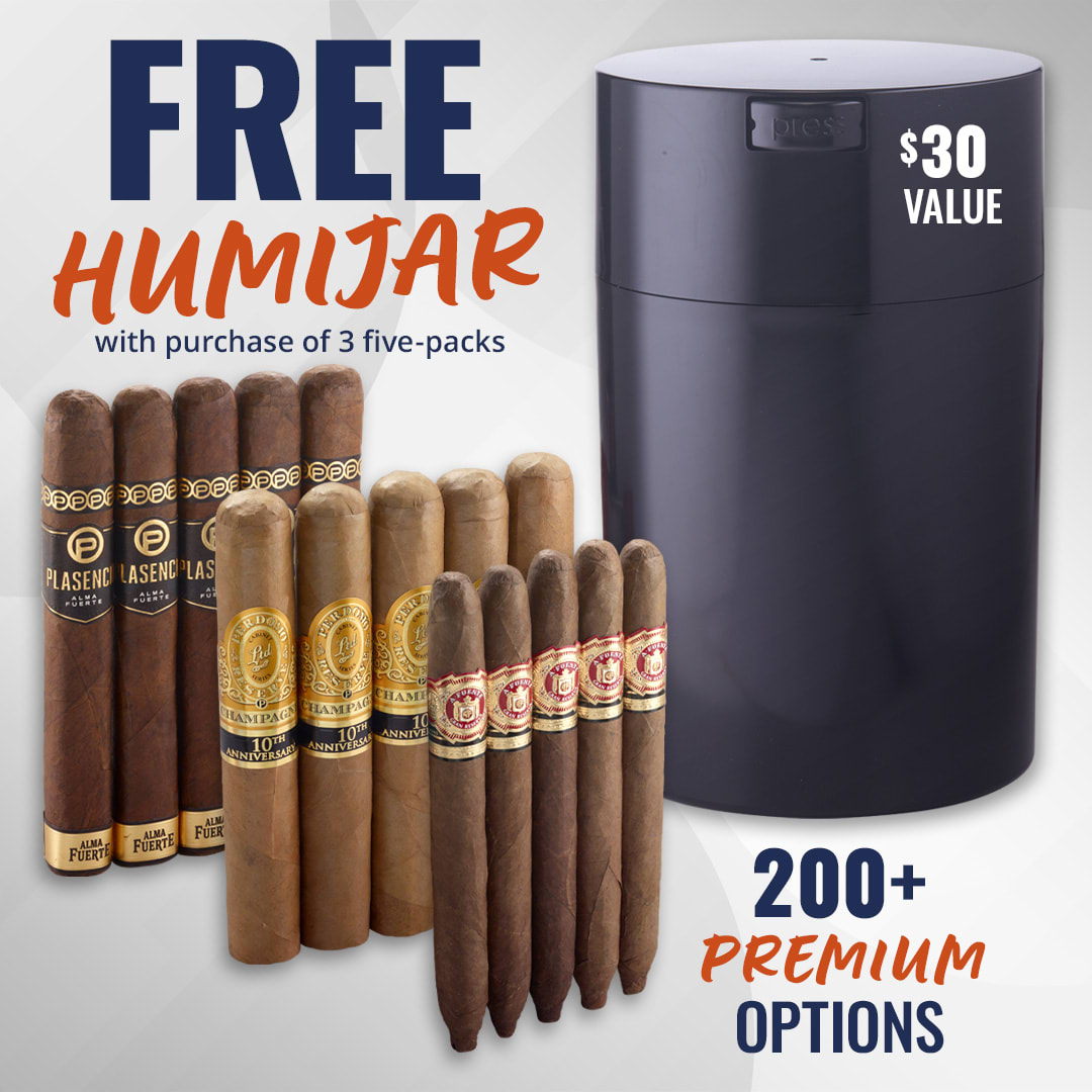 Jar-Dropping Value: Buy 3 Fivers, Get a FREE Black Humi Jar! Jar-Dropping Value: Buy 3 Fivers, Get a FREE Black Humi Jar!