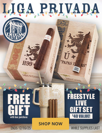 Unwrap a FREE Drew Estate gift set with every Liga Privada box!