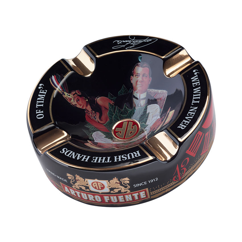 Black - Round Ceramic 4 Cigar Ashtray