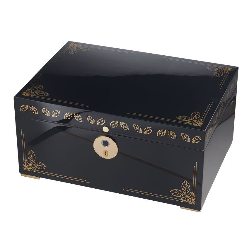Oro Black Fingerprint Lock Humidor