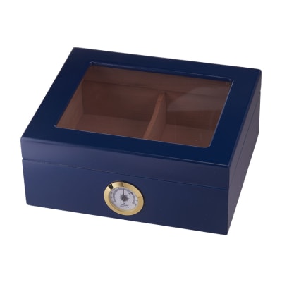 Capri 25-50 Count Blue Glasstop Humidor - HU-QIT-CAPRIBLU