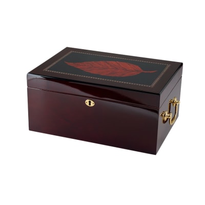 THE Tycoon Tobacco Leaf Humidor w/ Removable Tray 