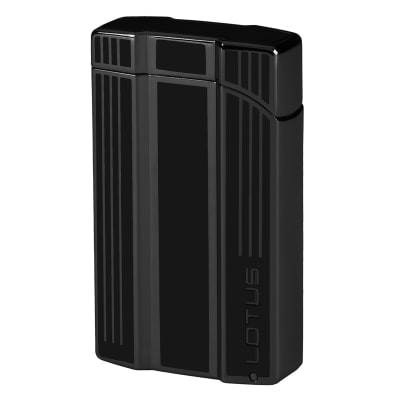Lotus Intrepid Double Flame with Cigar Punch Black Gloss - LG-LTS-INTBLK